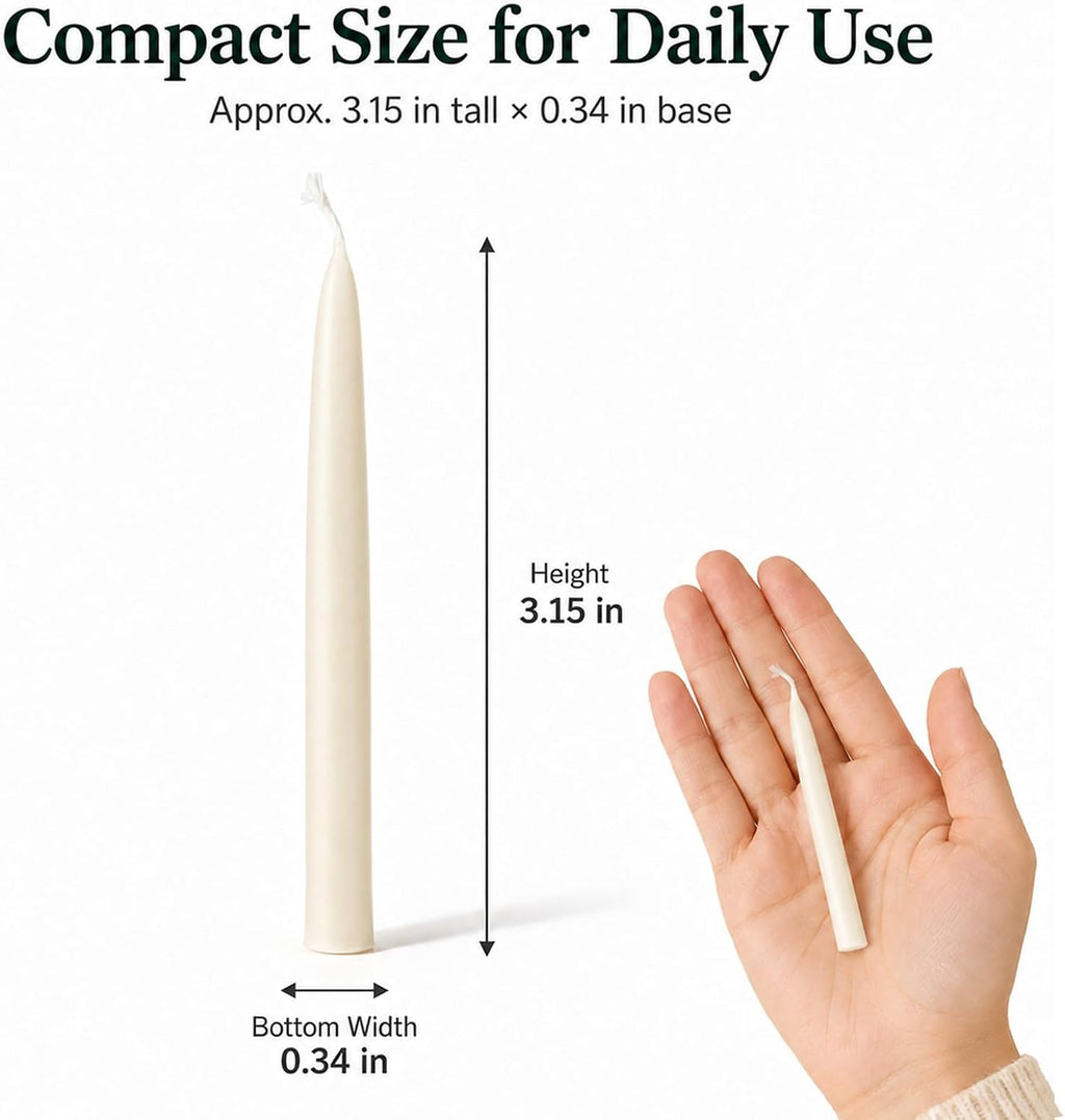 20 Minute Meditation Candles, 24 Pack Mini Beeswax Taper Candles, 3.15 Inch