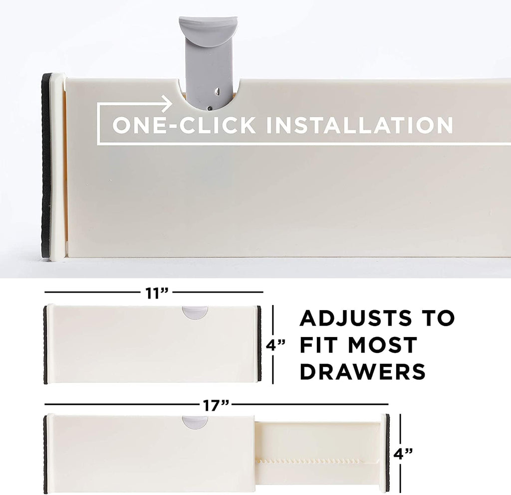 8 Drawer Organizer and Dividers, Organize Silverware and Utensils in Home Kitchen, Divider for Clothes in Bedroom Dresser, Designed to Not Snag Underwear and Bra Fabrics, Bathroom Storage Organizers