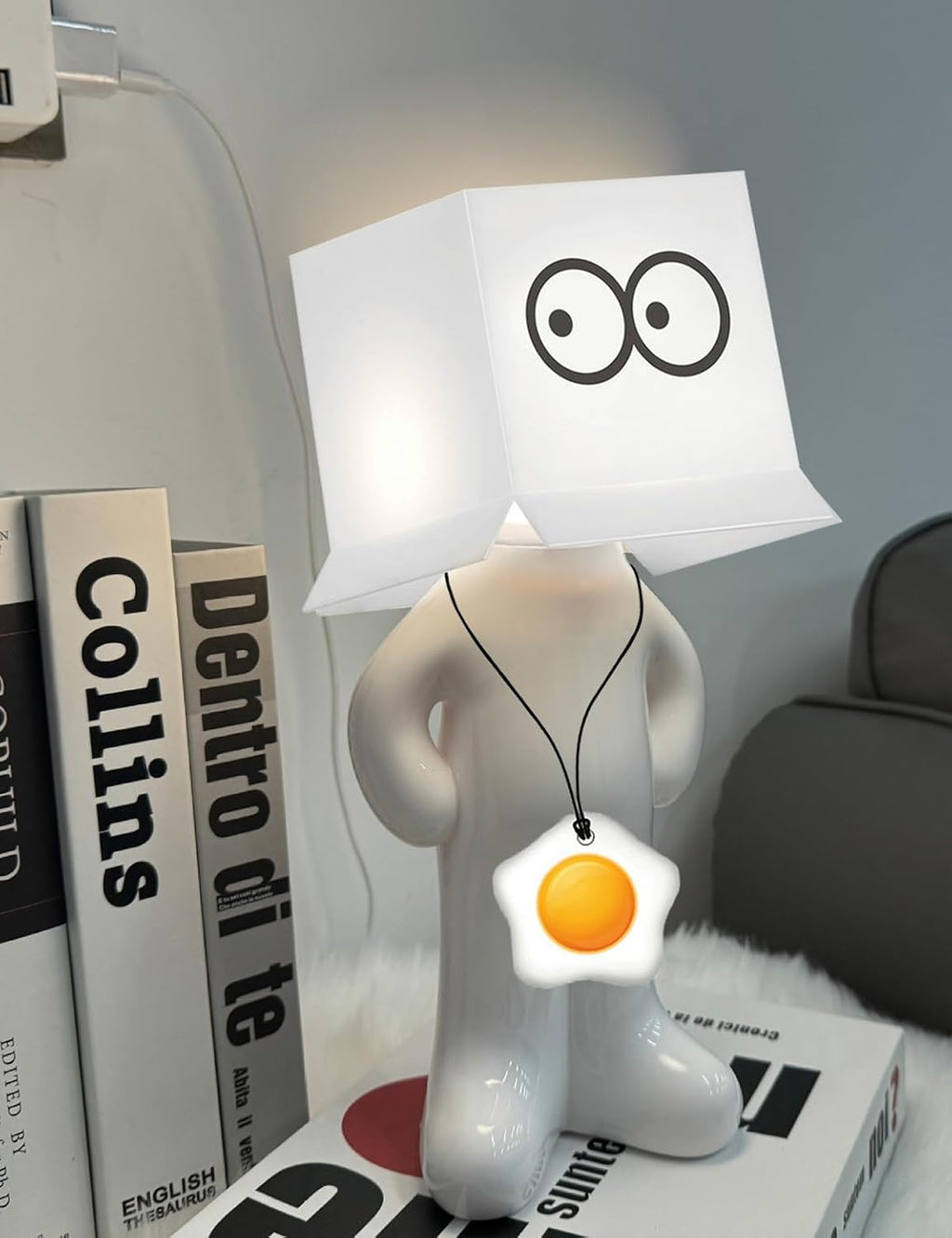 Shy Man Lamp Funny Gag Gift Night Light for Adults Men Women, White (Ivory)