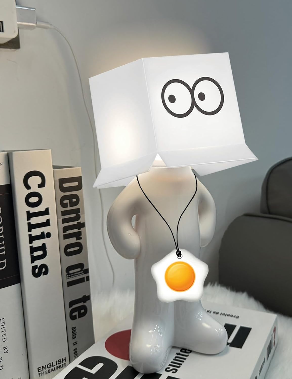 Shy Man Lamp Funny Gag Gift Night Light for Adults Men Women, White (Ivory)