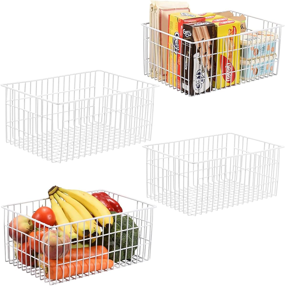 Orgneas Upright Freezer Organizer Bins Metal Wire Storage Container Basket