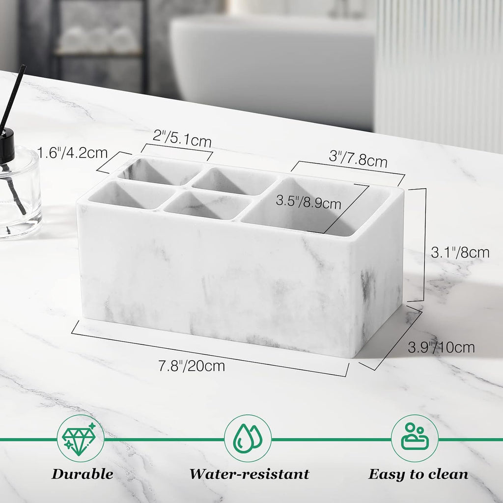 Luxspire 5 Slots Toothbrush Holders, Resin, Gravel White
