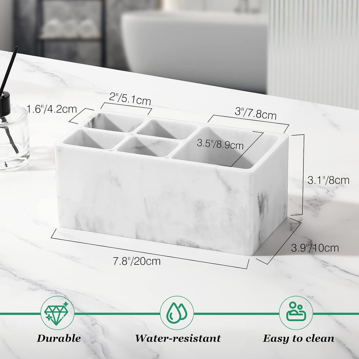 Luxspire 5 Slots Toothbrush Holders, Resin, Gravel White