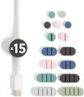 U Brands Adhesive Cord Organizers, Set of 15 Cable Clips, Assorted Colors