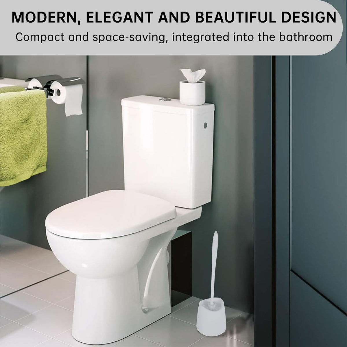 Toilet Brush Holder Only, The Crisp White Toilet Brush Holder is Suitable for Many Toilet Brushes and can Effectively Conceal the Toilet Brush, for Bathroom/Restroom Storage