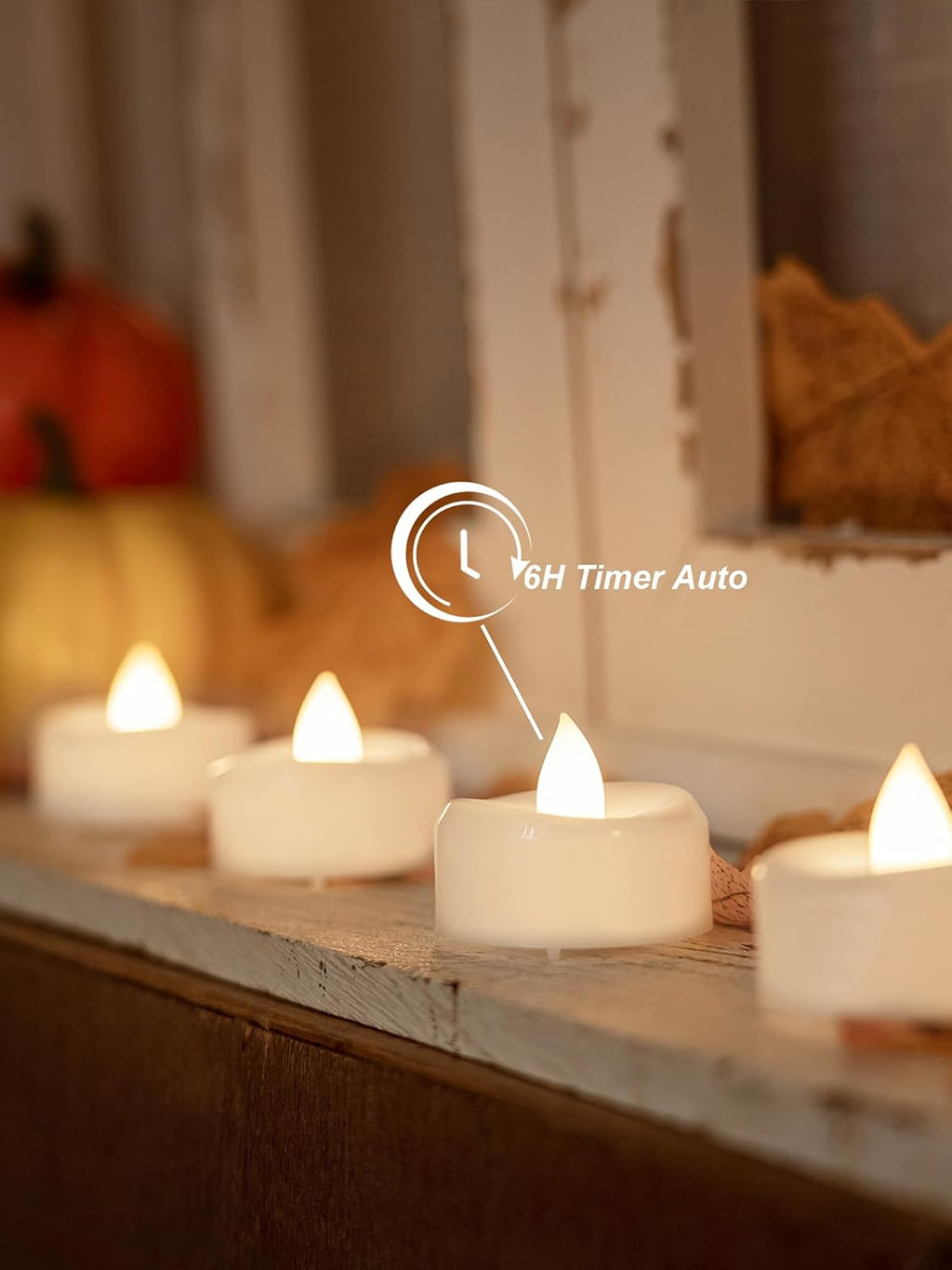 merrynights 12Pack Flameless Tealight Candles with Timer,6H Timer Built-in