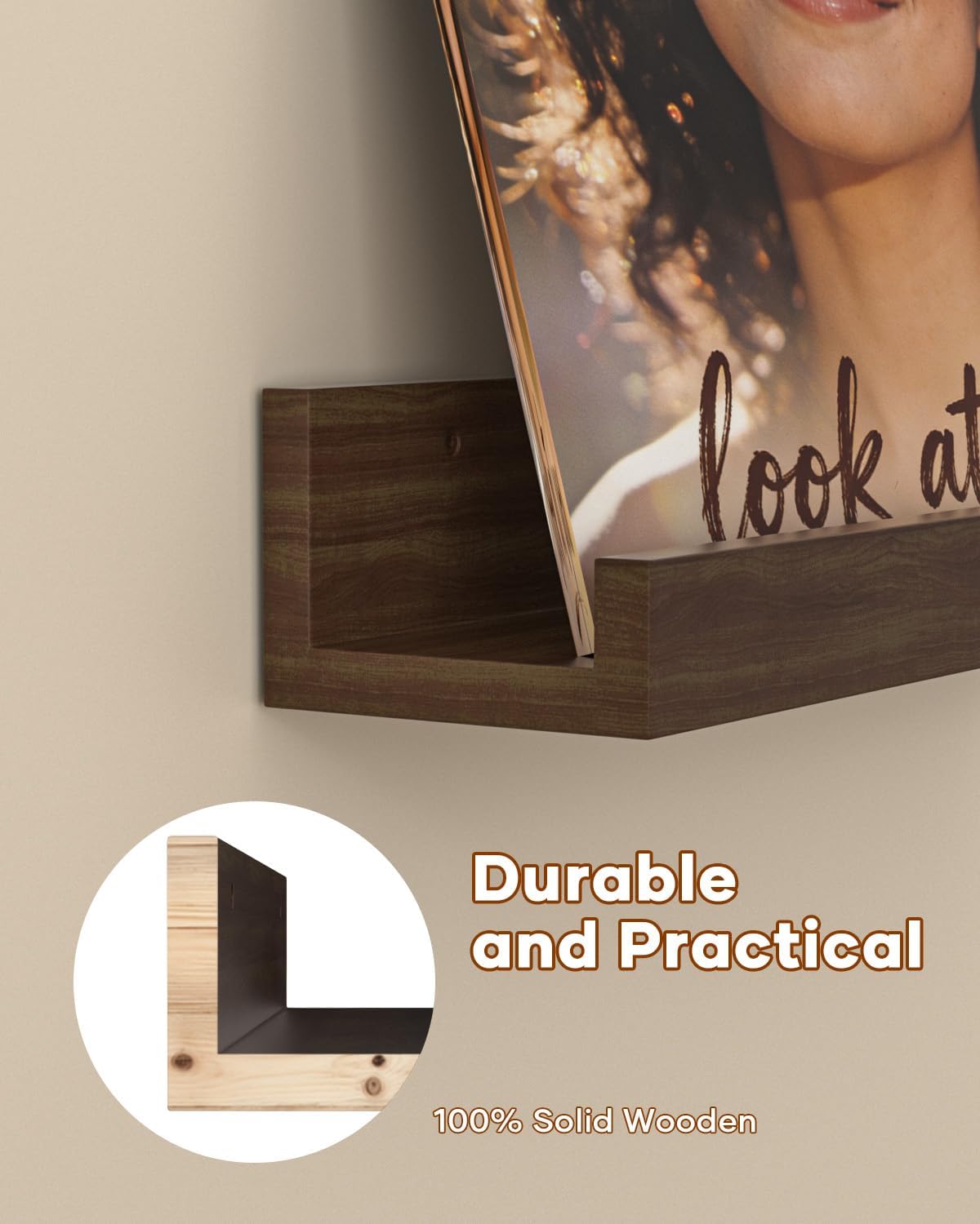 NEEKFOX Vinyl Record Shelf Wall Mount, 12 inch Album Record Holder Display Rack, 6 Pack Wood Floating Shelves for Wall Decor, Album Shelves, Kids Bookshelf, Magazine Rack
