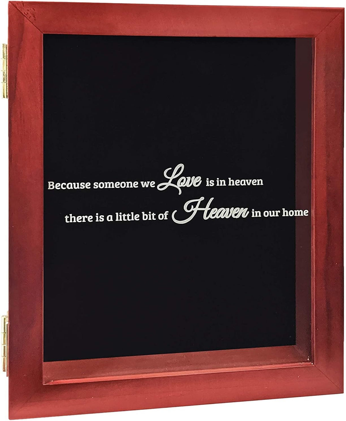 Memorial Shadow Box Display Case, Dark Cherry Wood Frame, 11" x 9" x 2"