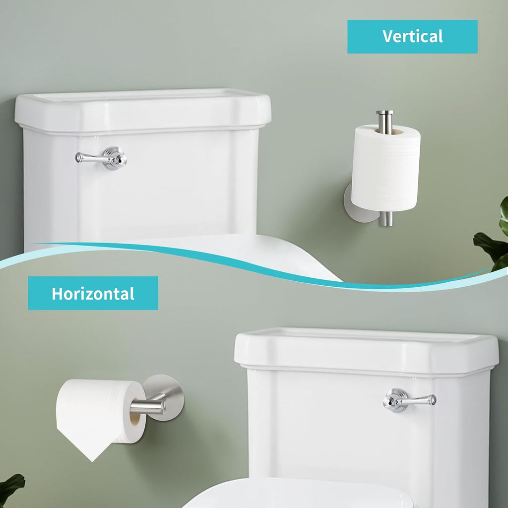 Yagoo Adhesive Toilet Paper Holder, Rustproof Toilet Roll Holder(2, Silver)