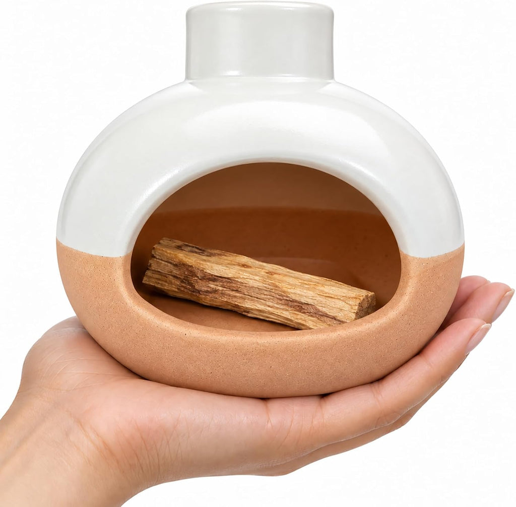 Palo Santo Holder, Mini Chiminea Ceramic Incense Burner