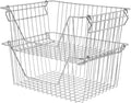 Stackable Wire Metal Baskets Fruit Vegetable Organization Pantry Cabinet Metal Bin Large Basket Shelves Storage for Kitchen Freezer, Set of 2