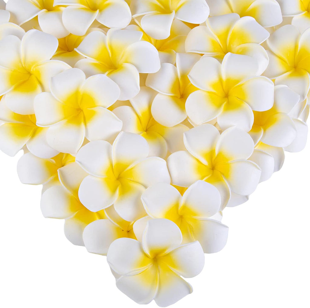 SALLYFASHION 50PCS Plumeria Foam Flower Heads, 2.7 Inch Hawaiian Flowers