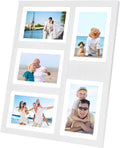 Hand-Painted White Wood Multi Collage Frame, 5 Openings for 4x6