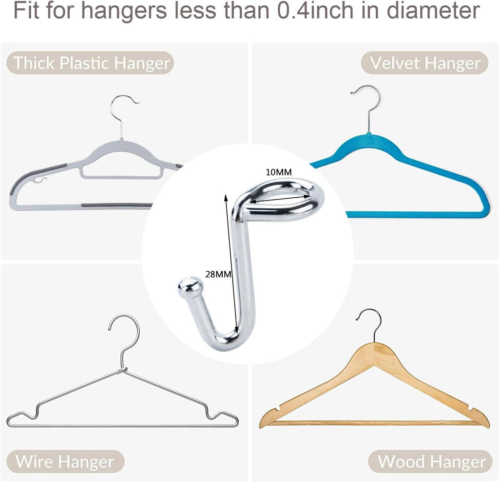 Clothes Hanger Connector Hooks, 36PCS, Clothes Hanger Organizer Mini Space Saving Extender Cascading Connection Hooks for Wooden Metal Plastic Hangers (Silver)