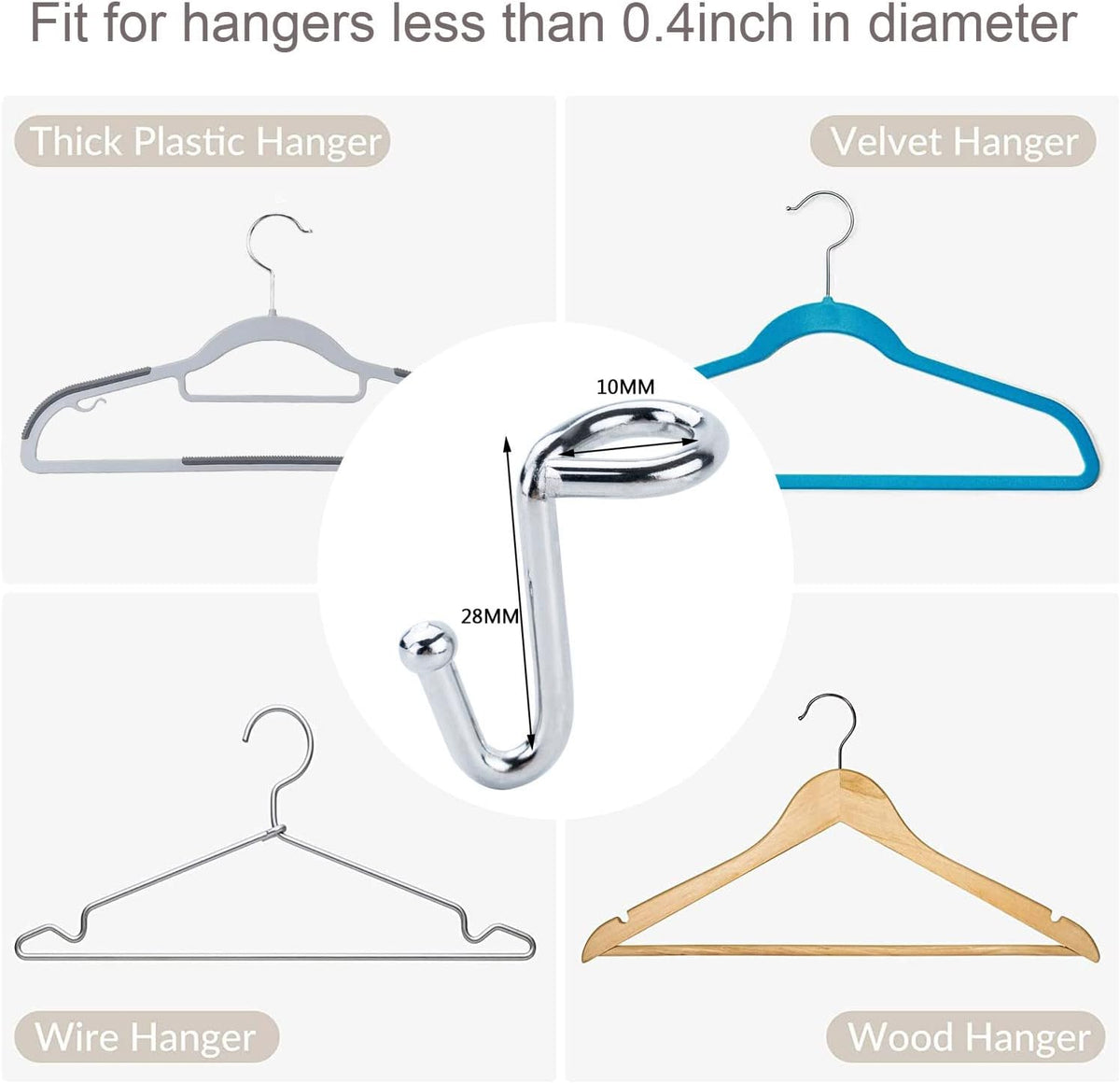 Clothes Hanger Connector Hooks, 36PCS, Clothes Hanger Organizer Mini Space Saving Extender Cascading Connection Hooks for Wooden Metal Plastic Hangers (Silver)