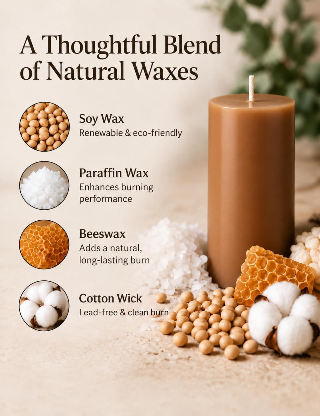 2×4 Inch Earthy Botanicals Pillar Candle for Home Decor Relaxation