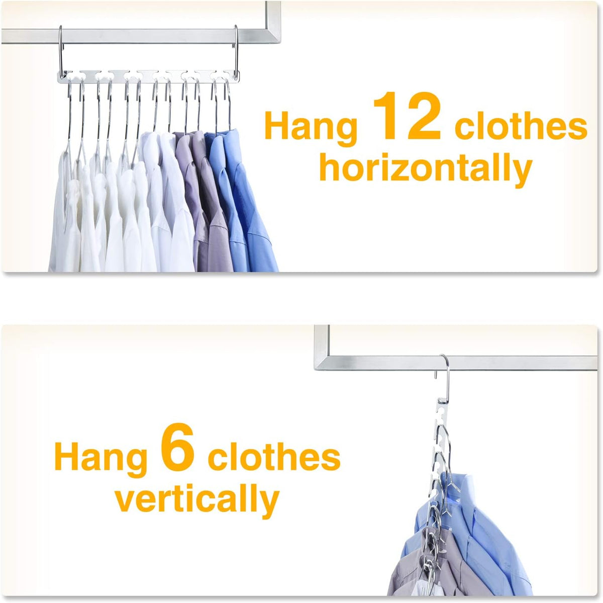 HOUSE DAY 12 Pack Space Saving Hangers for Clothes, Metal Magic Hanger