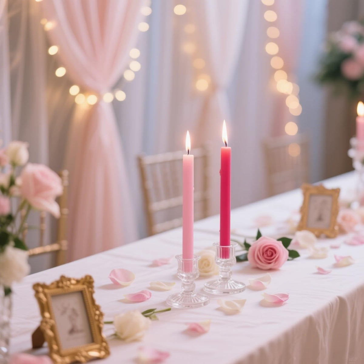 6 Hot Pink 6 Pink 10 Inch Taper Candles for Wedding Valentine's Day