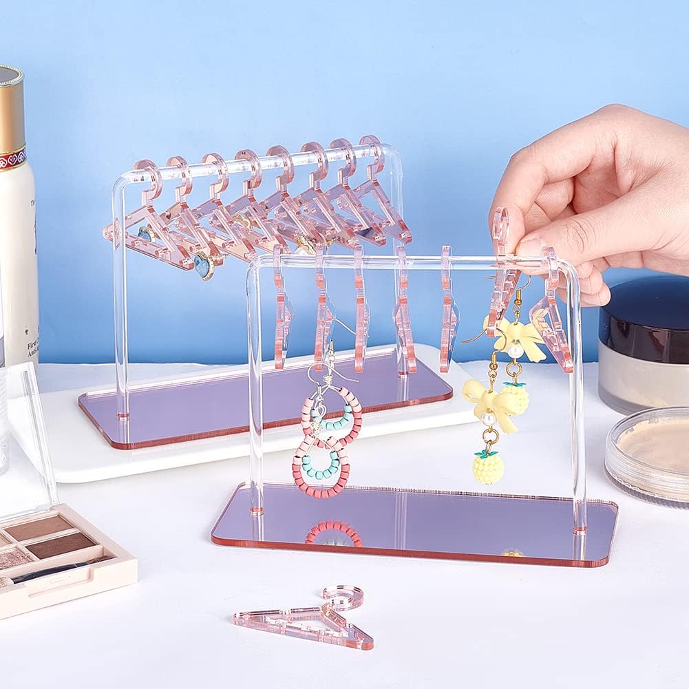PH PandaHall 2 Sets Acrylic Earring Holder, Coat Hanger Jewelry Display Dangle Earring Hanging Organizer Acrylic Ear Studs Display Rack for Retail Show Personal Exhibition, 2.3x4.6x5.9inch
