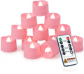 Homemory 12-Pack Pink Remote Flameless Battery Tea Light Candles, 400+ Hrs