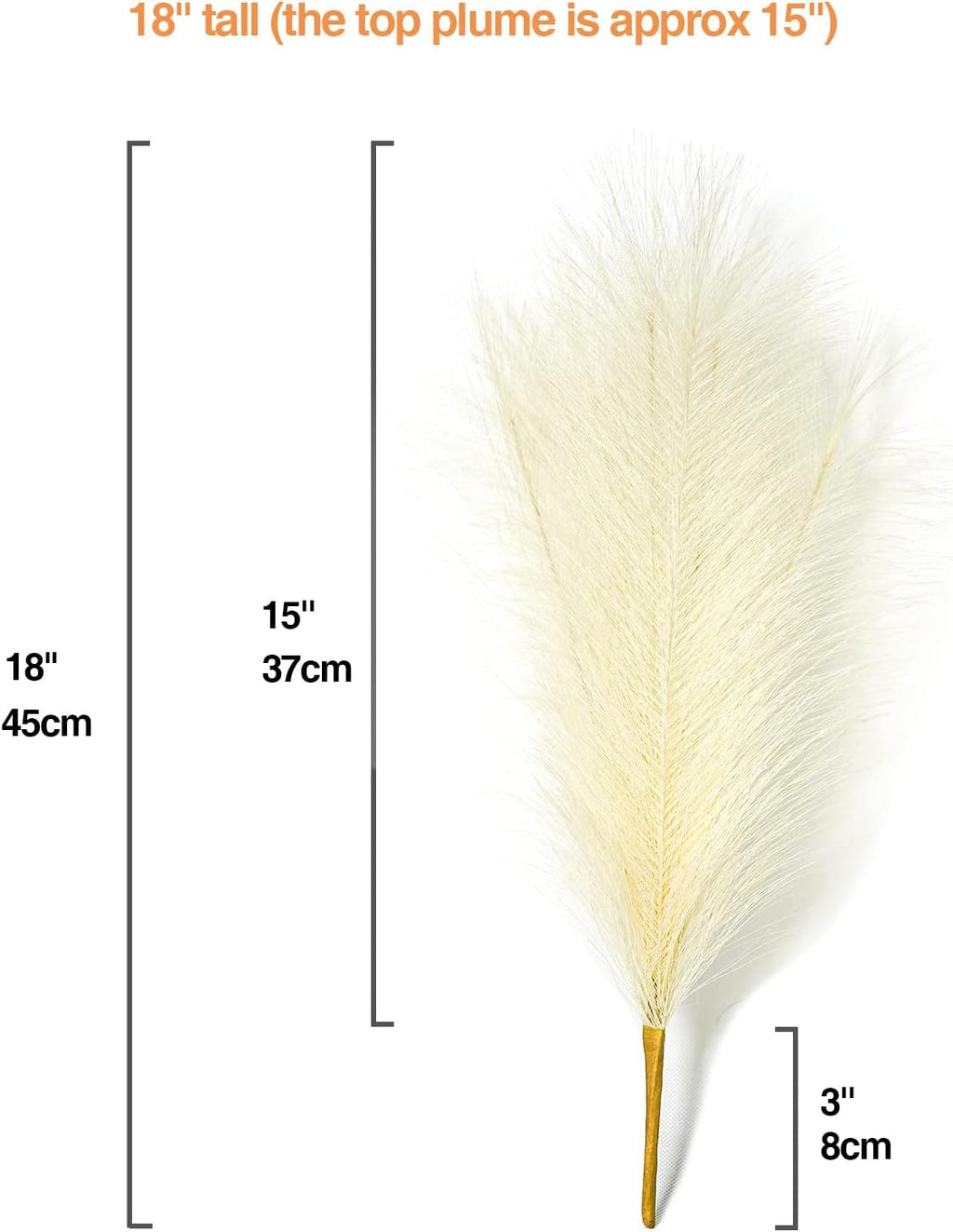 Faux Pampas Grass, 6 Stems Artificial Pampas Grass Decor Flurry Pompous Grass for Small Vase Boho Home Decor/Wedding Arrangements/Rustic Decor 18''/45cm (Beige)