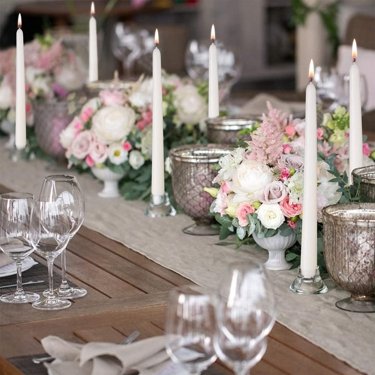 10 Inch White Taper Candles, 12 Pack Unscented Candlesticks for Wedding Christmas Seasonal Celebration and Daily Home Decoration