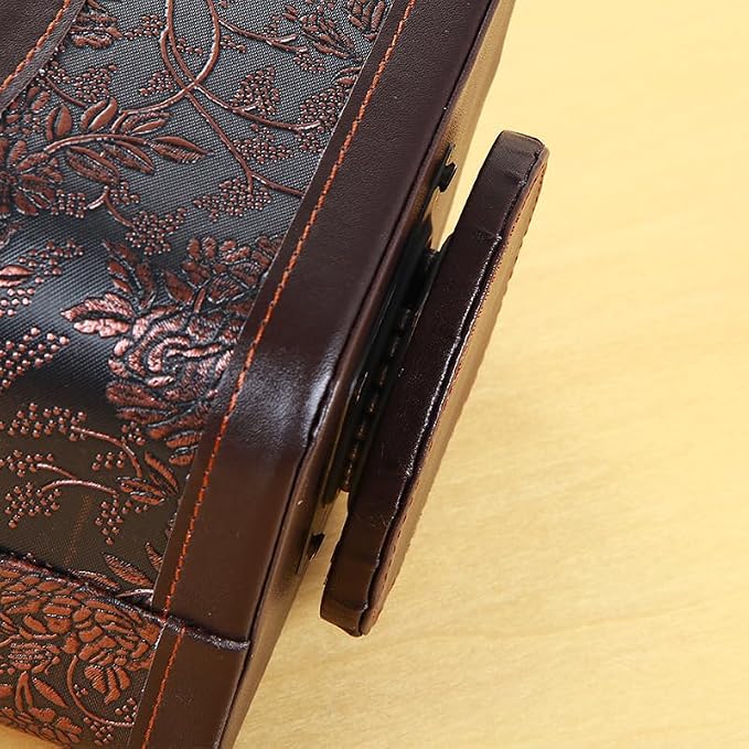 PU Leather Remote Control Organizer with 360° Spinning Design,Desk Organizer for TV Remote,Phone,Pen,Glasse,Mail,Tablet,Calculator,Controller-Home & Office Storage Caddy (Antique Brown)