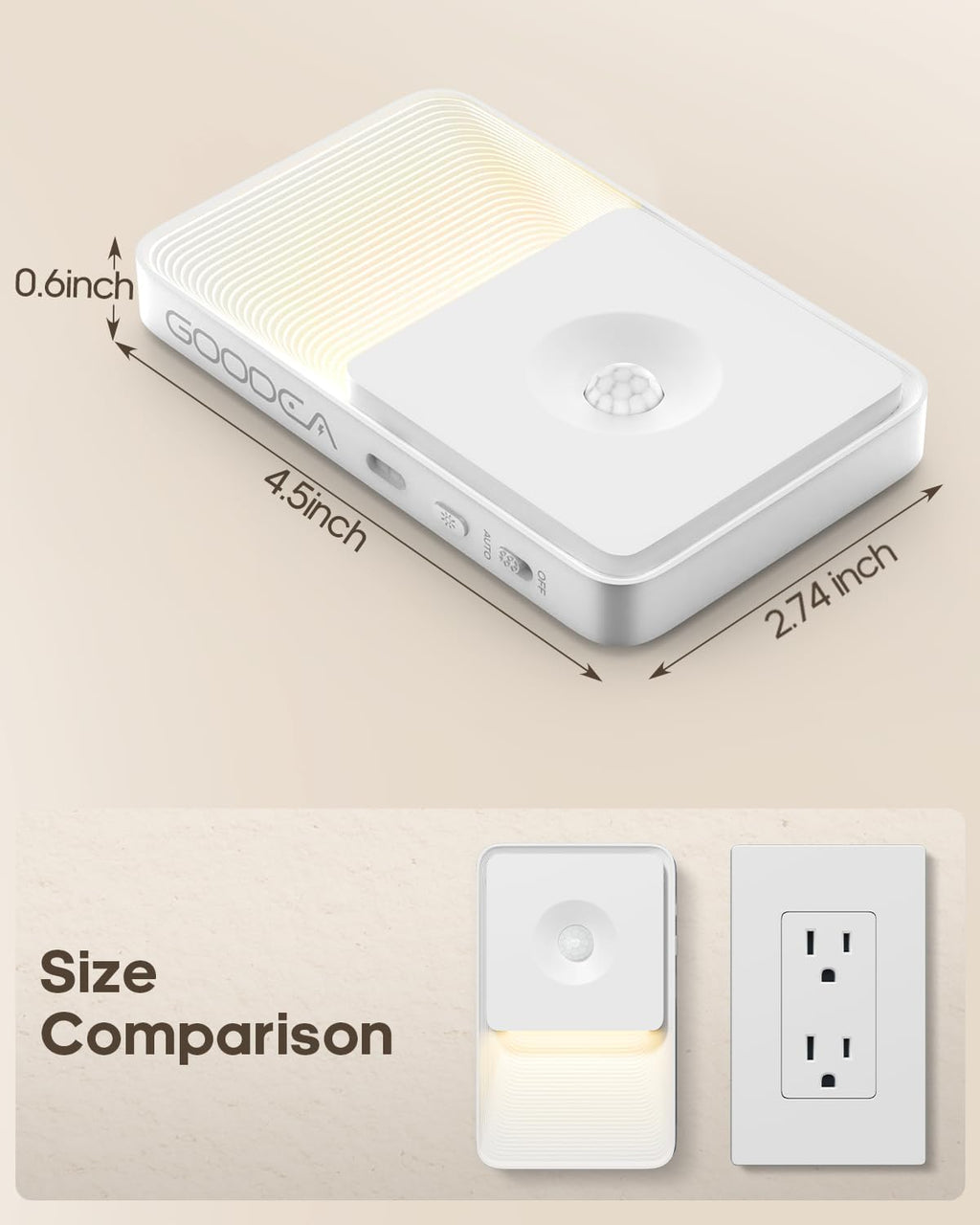 GOODEA 6 Pack Motion Sensor Night Lights, Rechargeable Stair Lights Indoor