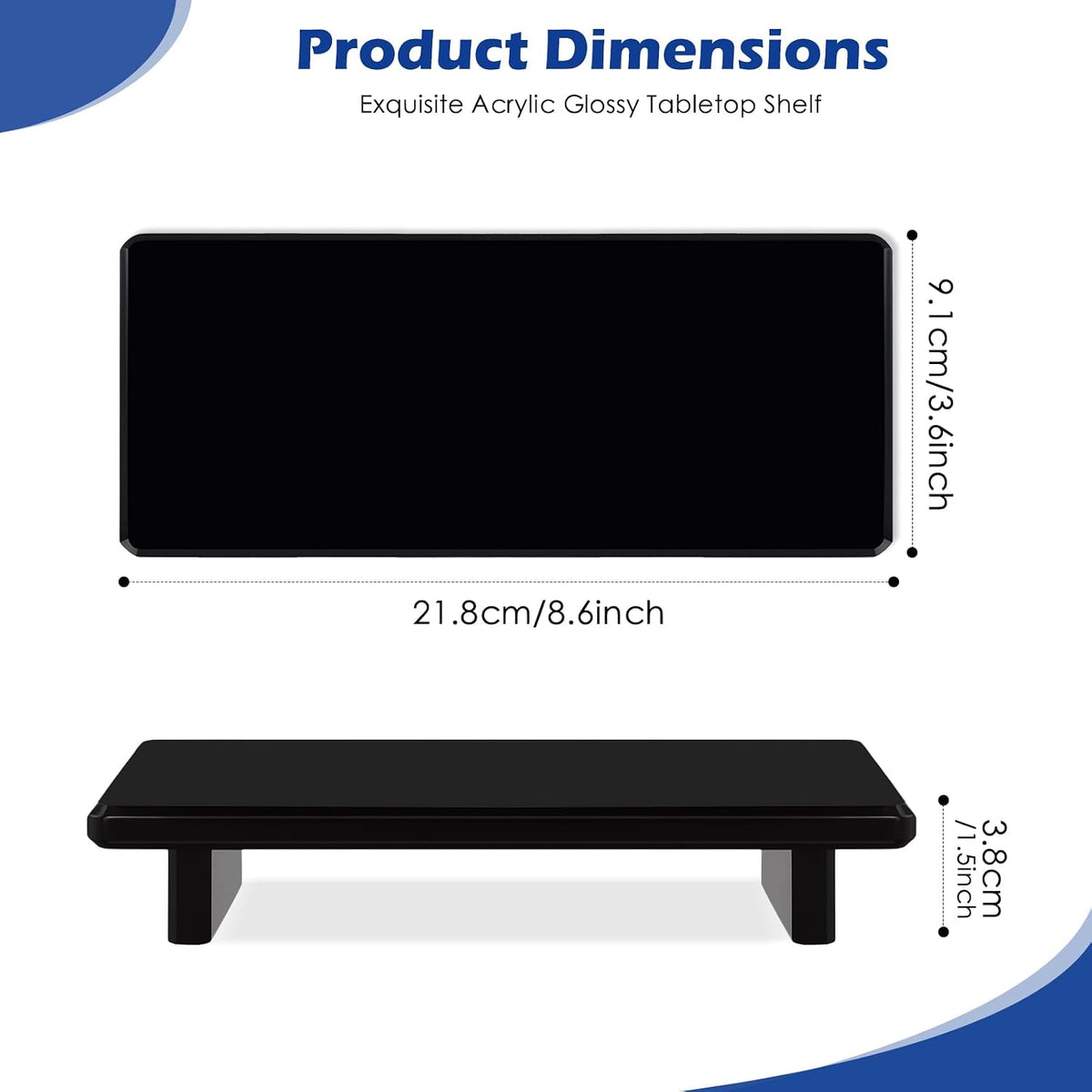Small Black Bathroom Vanity Tray, Acrylic Soap Tray for Kitchen Countertop