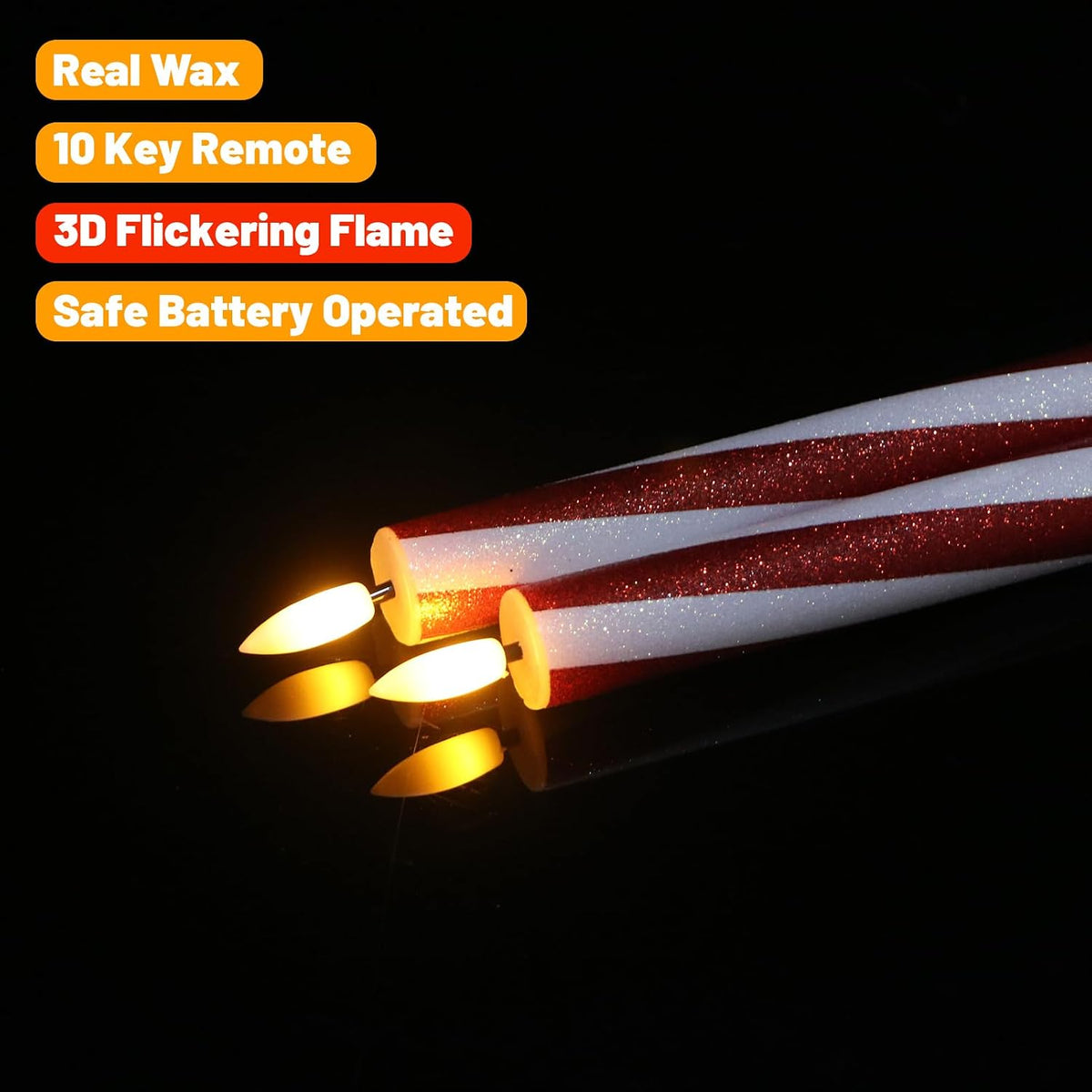 Wondise Flameless Taper Candles with Remote Timer Battery Operated