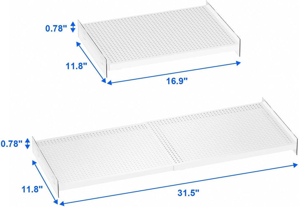Closet Shelf Divider Expandable Cabinet Storage Shelving Rack Heavy Duty Metal DIY Tension Shelf Separator for Cabinet Wardrobe Cupboard Pantry Kitchen Bedroom,White,2packs