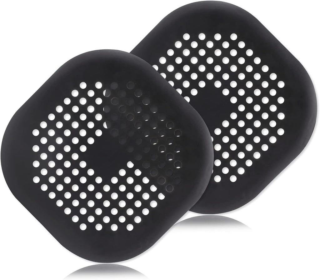 Square Drain Cover, 5.4 Inch, Black, 2Pcs