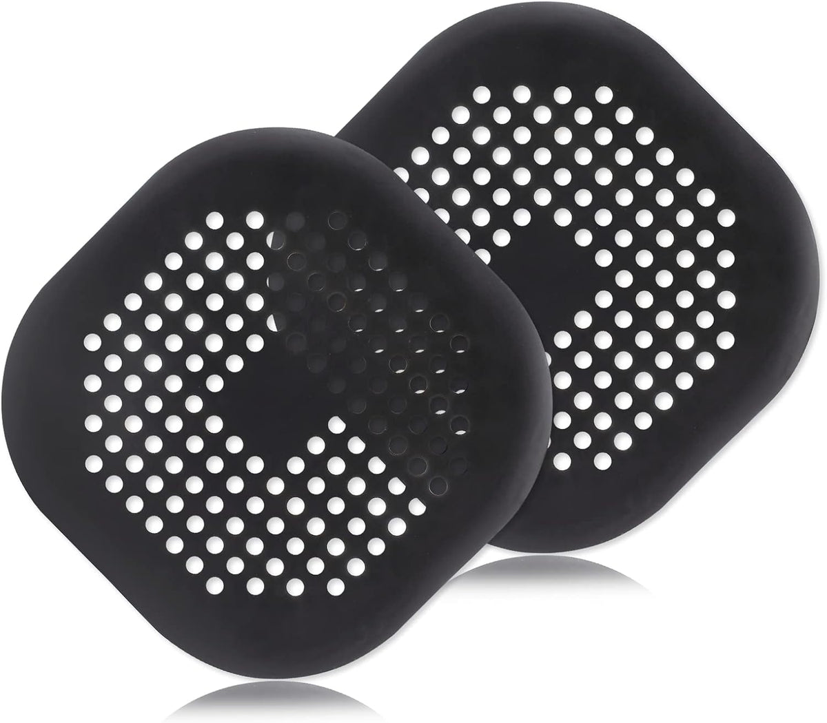 Square Drain Cover, 5.4 Inch, Black, 2Pcs