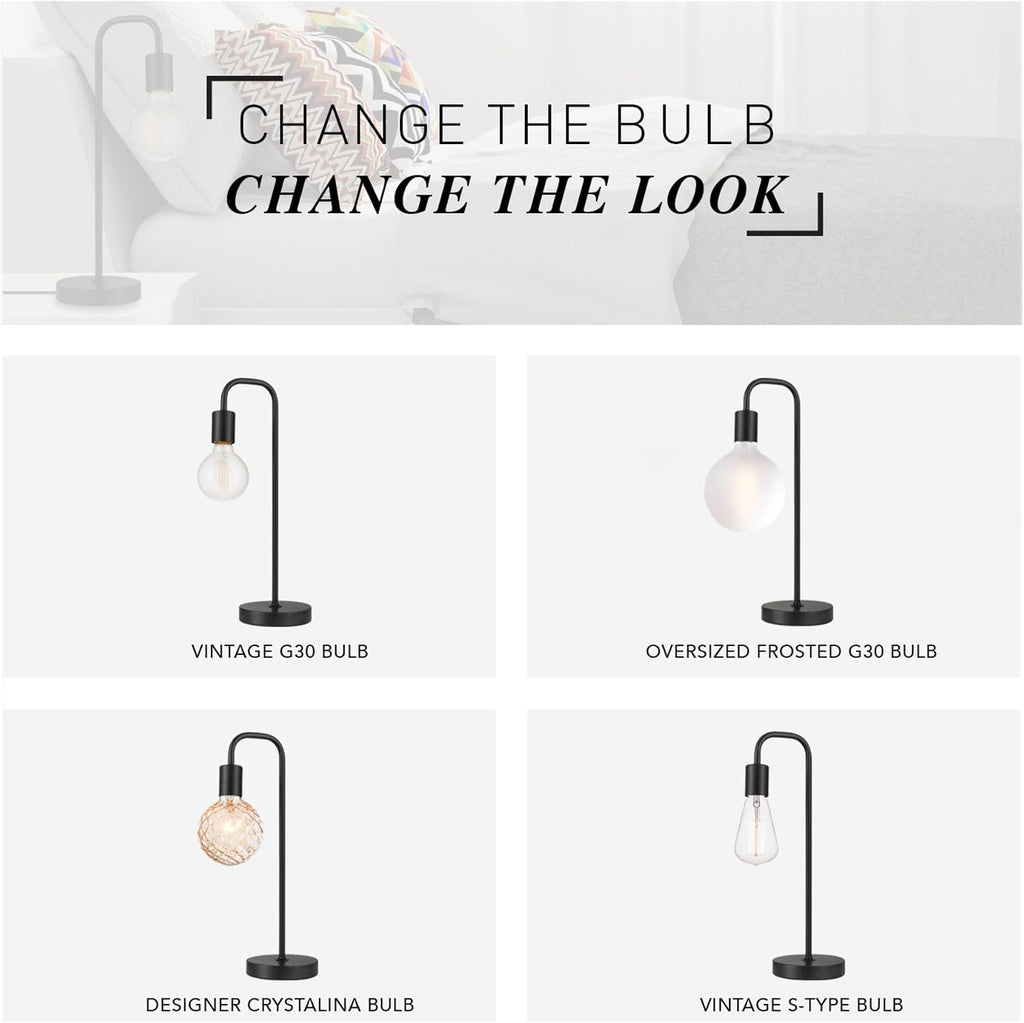 Globe Electric 12920 Holden 18" Table Lamp, Satin Black, Modern, Night Stand, Bedroom Décor, Living Room, Bedside Light