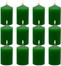 12 Pack 2x3 Hand Poured Dripless Pillar Candles, Green Soy Candles