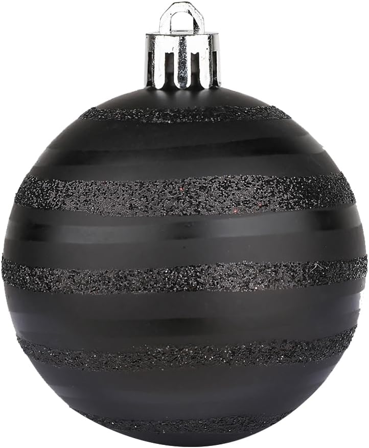 Sattiyrch Christmas Ball Ornaments 30ct, 60mm/2.36" Shatterproof Plastic Decorative Xmas Balls Ornaments Set (Black)