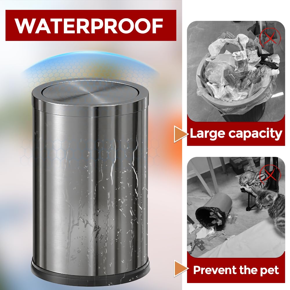 9L/2.4Gal Small Trash Can with Flip Lid,Bathroom Trash can