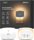 ZISUYU Plug-in LED Backlit Night Light with Motion Sensor & Dusk to Dawn Sensor, 10-60lm Dimmable Nightlight with Multi-Mode & Color-Changing, Ideal for Bedroom, Bathroom, Stairs, Hallway (2 Pack)