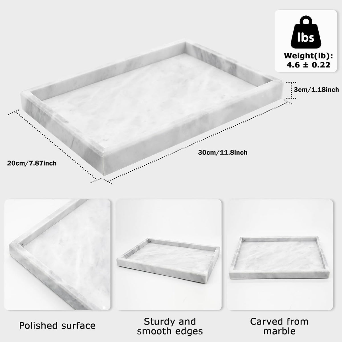 Marble Bathroom Tray,Pure Natural Marble Vanity Tray