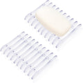 2 Pcs Plastic Bar Soap Holder Soap Tray Non-Slip Soap Saver Self Draining Soap Dish for Bar Soap Clear Soap Dryer for Shower Bathroom Kitchen Restaurant Counter
