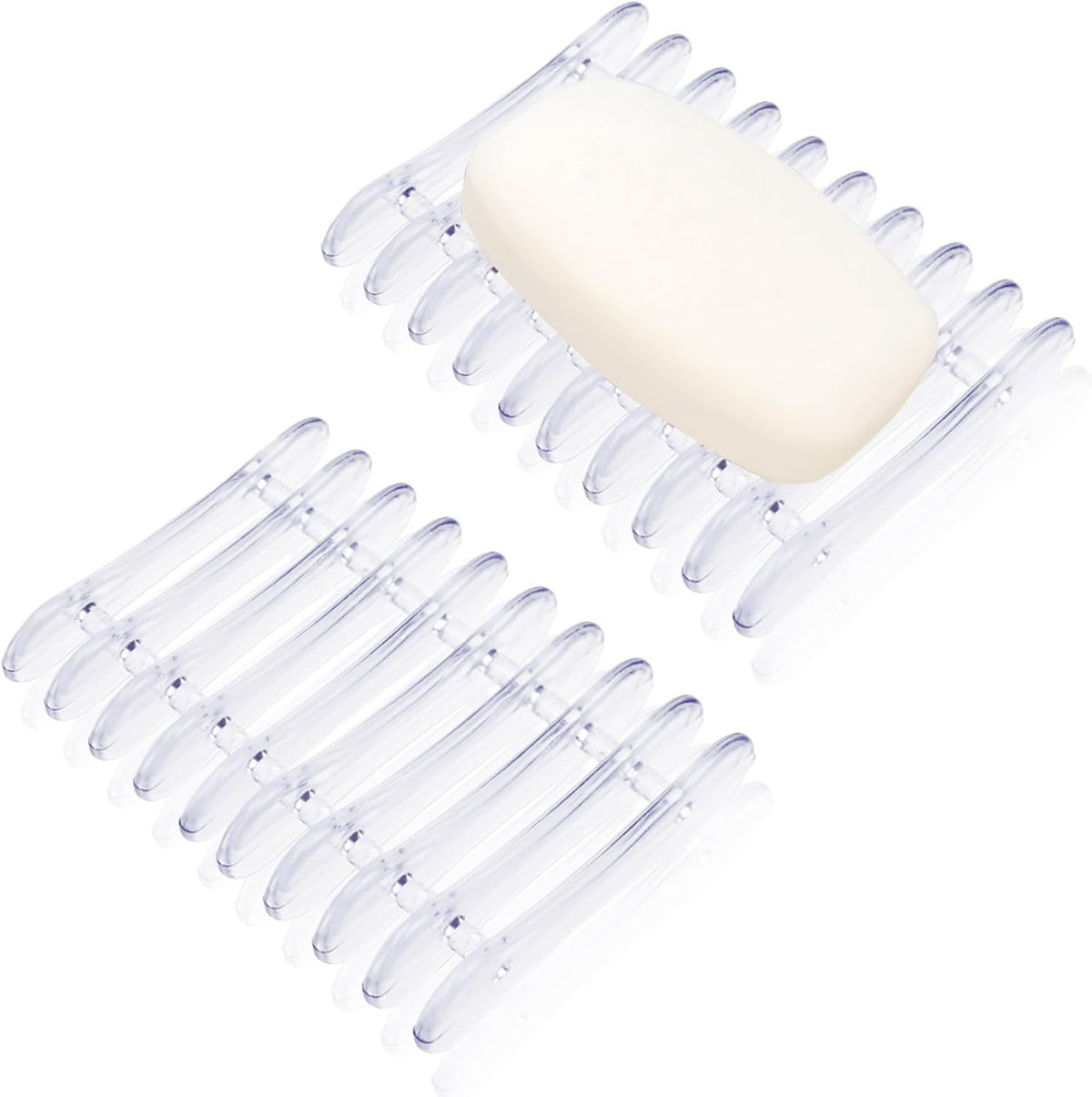2 Pcs Plastic Bar Soap Holder Soap Tray Non-Slip Soap Saver Self Draining Soap Dish for Bar Soap Clear Soap Dryer for Shower Bathroom Kitchen Restaurant Counter
