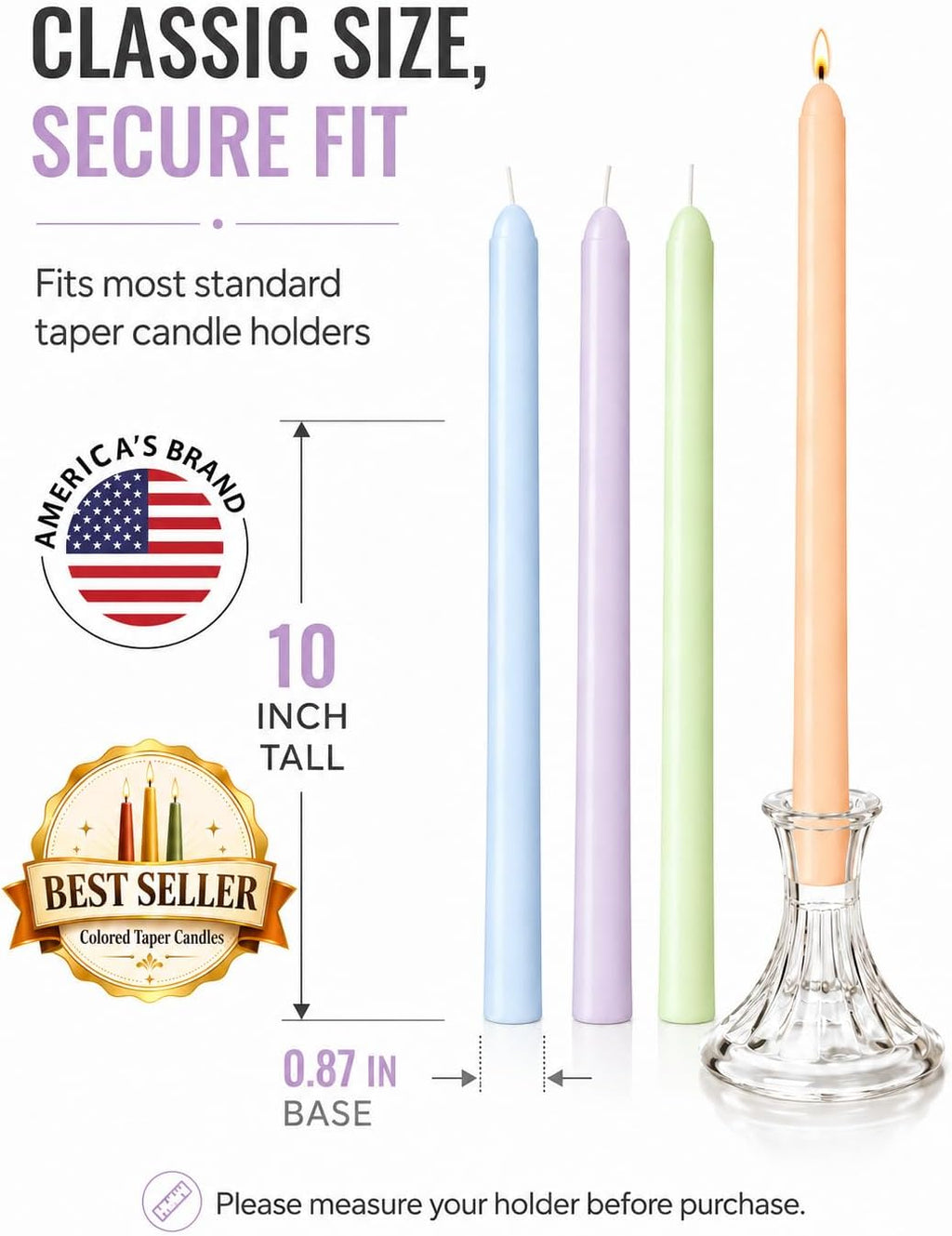 Pastel Unscented Taper Candles for Spring Easter Home Table Decor