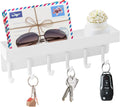 VIS'V Key Holder Wall Mount, Magnetic Key Rack with Tray, 6 Hooks, White