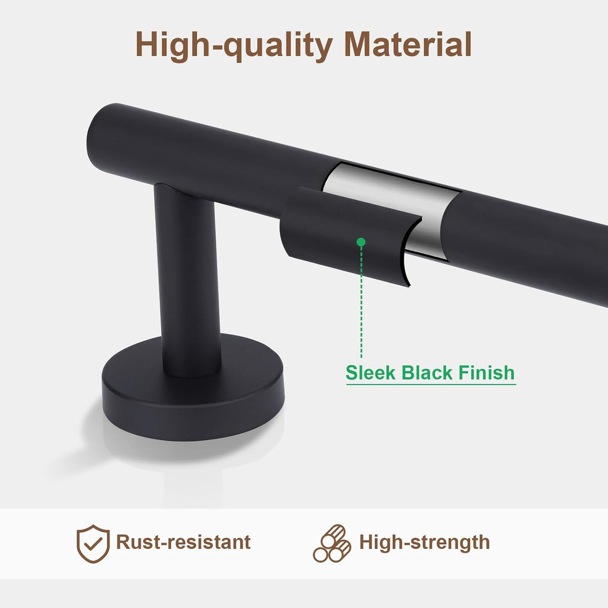 4-Piece Matte Black Bathroom Accessories Hardware Set,Include Double Post Pivoting Toilet Paper Holder,Towel Ring and 2 Towel Hooks