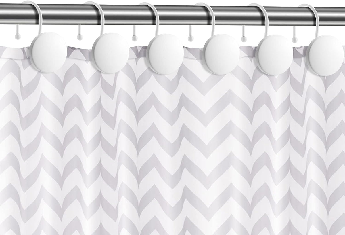 Decorative Shower Curtain Hooks, Simple Modern Style Round Flat-Back Button Design for Bathroom Decor Pretty Matte White