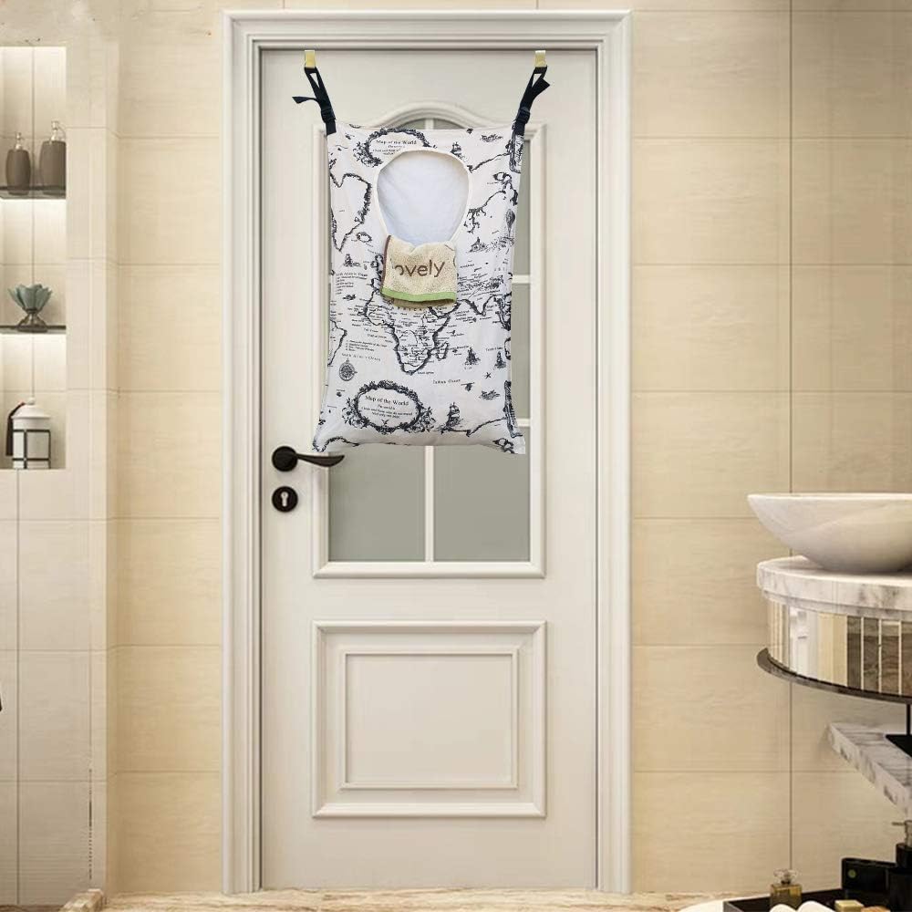 Adjustable Door-Hanging Laundry Hamper with Stainless Steel Hooks, Hanging Laundry Bag