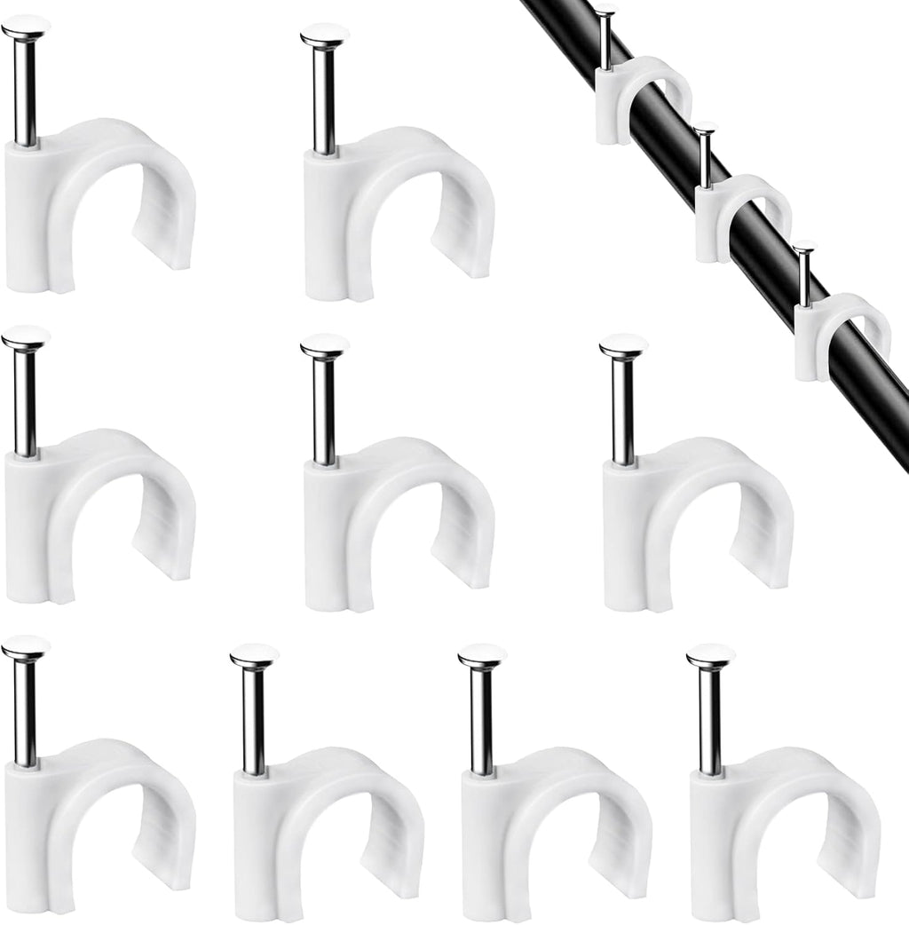 Abnii Cable Nails Clips, 100 Pcs, 7mm, Wire Wall Clips, White