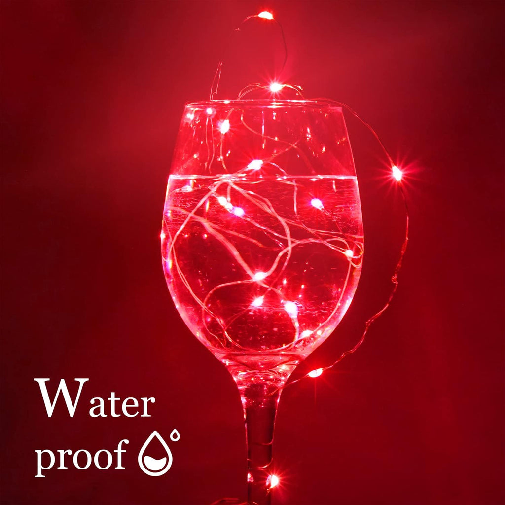 SmilingTown 15 Packs 20 Led Red Fairy Lights Battery Operated 6.6ft Silver String Lights Waterproof Firefly Starry Light for Bedroom Dorm DIY Table Centerpieces Halloween Christmas Party Decor