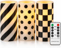 Flickering Flameless Wax Coated Candles: Set of 3 Battery-Operated LED with Remote with Timer