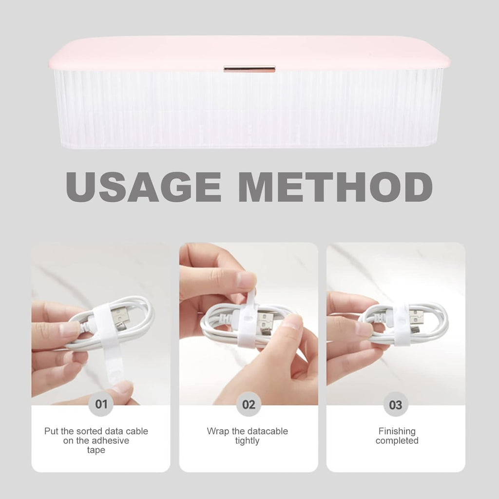 Cabilock Cable Management Box for Charging Cable Organizer Cord Storage Box with Multi-Grid Design Waterproof Easy-Clean 11.22 X 3.93 X 2.55 in for Home Storage